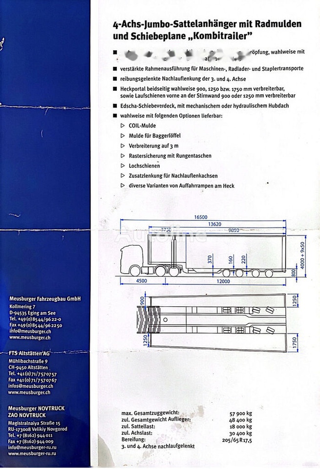 Góndola rebajadas semirremolque Meusburger Typ: MPG-4 - trailer combine / tractoare / vole - axe viratoare: foto 6