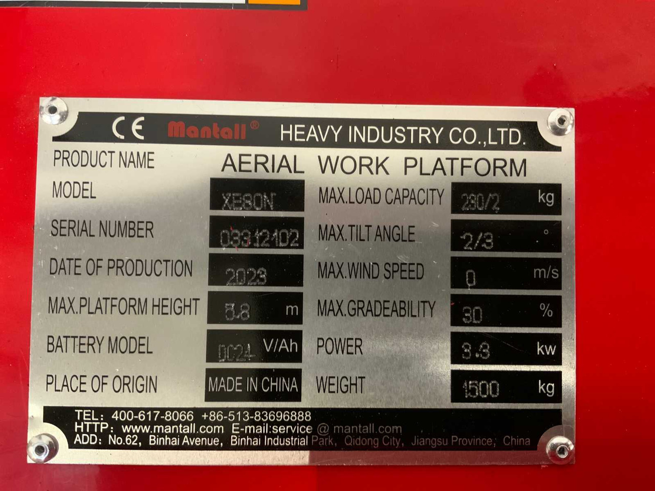 Plataforma elevadora Mantall XE80N: foto 18