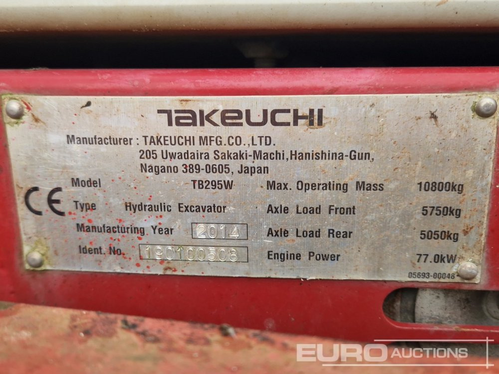 Excavadora de ruedas 2014 Takeuchi TB295W: foto 45